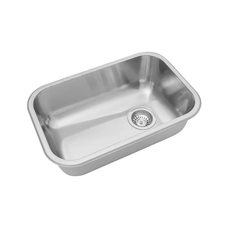 Pileta cocina simple acero inoxidable 304 pulido estandar cromado sobrepuesta antirrebalse 520mm x 320mm x 180mm