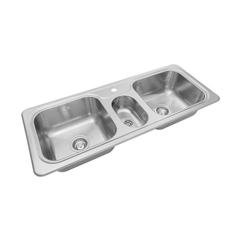 Pileta cocina doble en esquina acero inoxidable 304 pulido estandar sobrepuesta 1070mm x 435mm x 180mm
