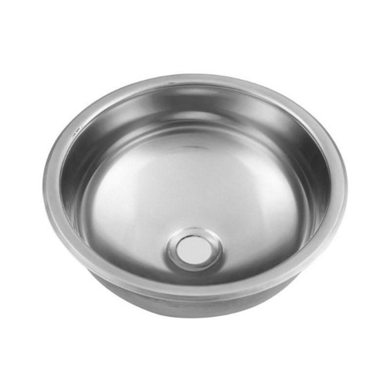 Pileta baño redonda vanitory acero inoxidable 304 pulido espejo sobrepuesta ø 300mm x 135mm