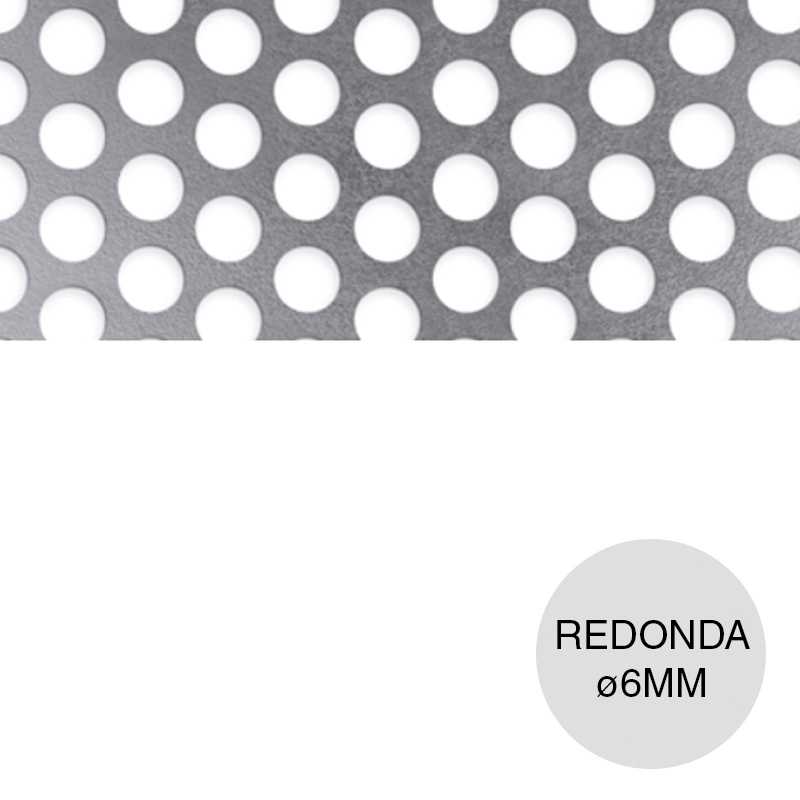 Chapa perforacion redonda ø 6mm C20 hoja 1m x 2m