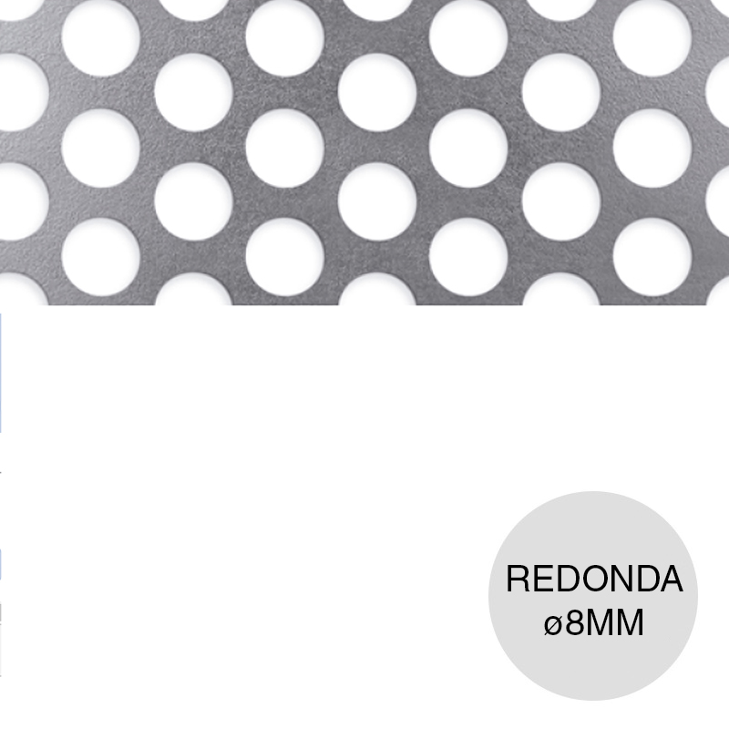 Chapa perforacion redonda ø 8mm C20 hoja 1m x 2m