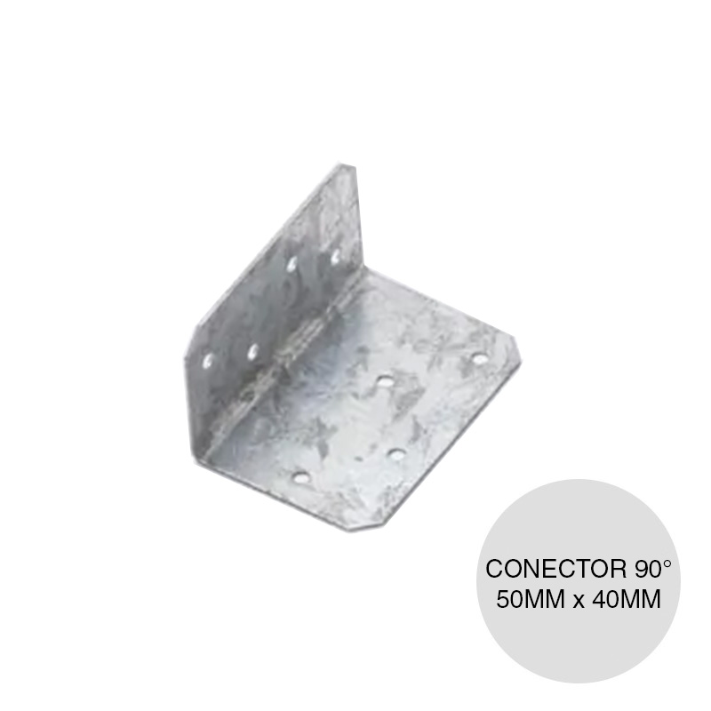 Conector chico steel framing galvanizado angular L 90° 0.90mm x 40mm x 50mm x 70mm