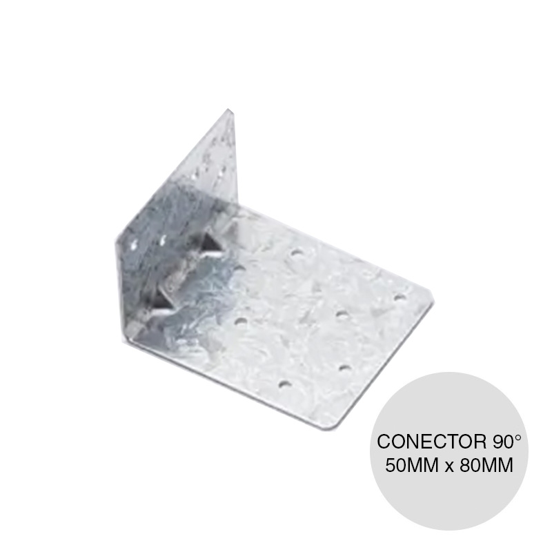 Conector grande steel framing galvanizado angular L 90° 0.90mm x 50mm x 70mm x 80mm