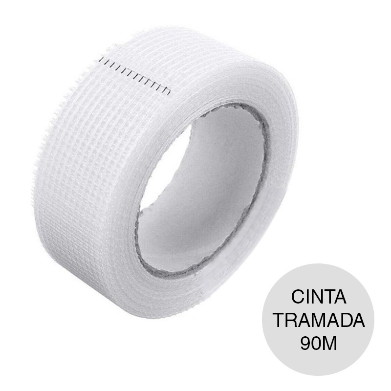 Cinta fibra vidrio tramada/malla autoadhesiva tomado juntas invisibles construccion seco y terminacion exterior rollo x 100mm x 90m
