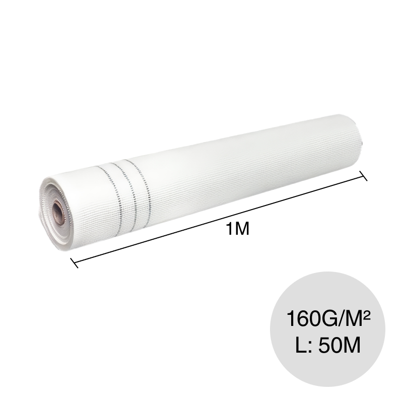 Malla tramada fibra de vidrio 160g/m² 5mm x 5mm rollo x 1m x 50m