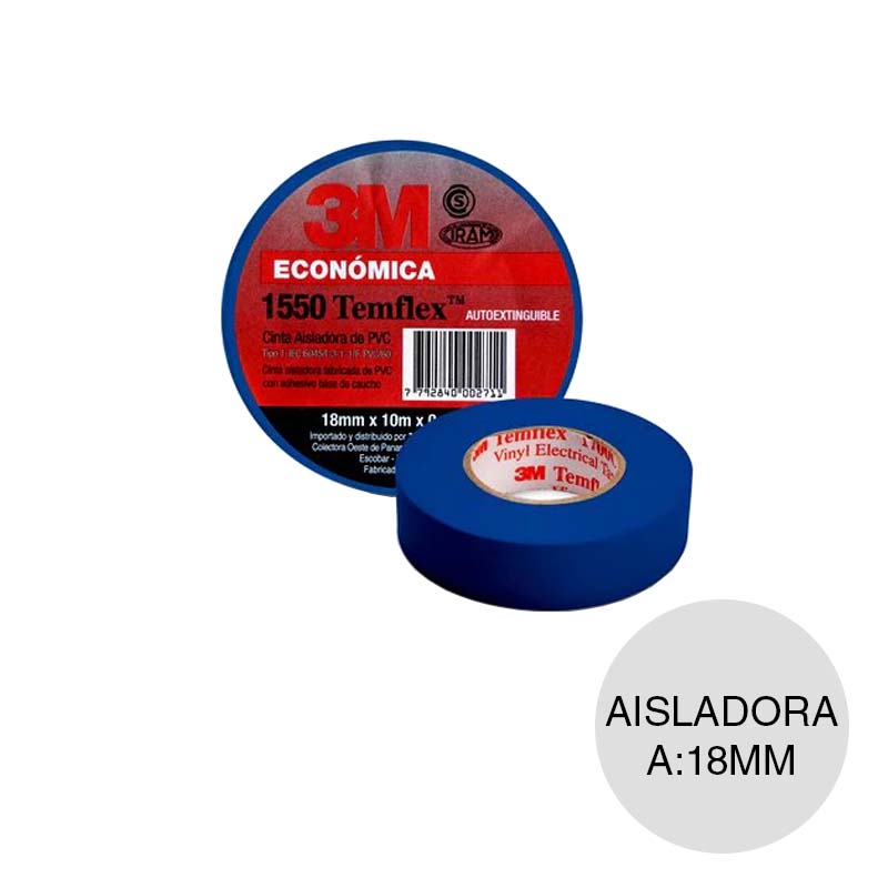 Cinta PVC aisladora Temflex 1550 rollo x 0.13mm x 18mm x 20m