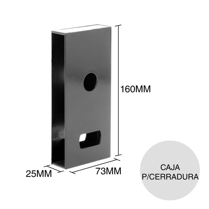 Caja p/cerradura universal 25mm x 73mm x 160mm