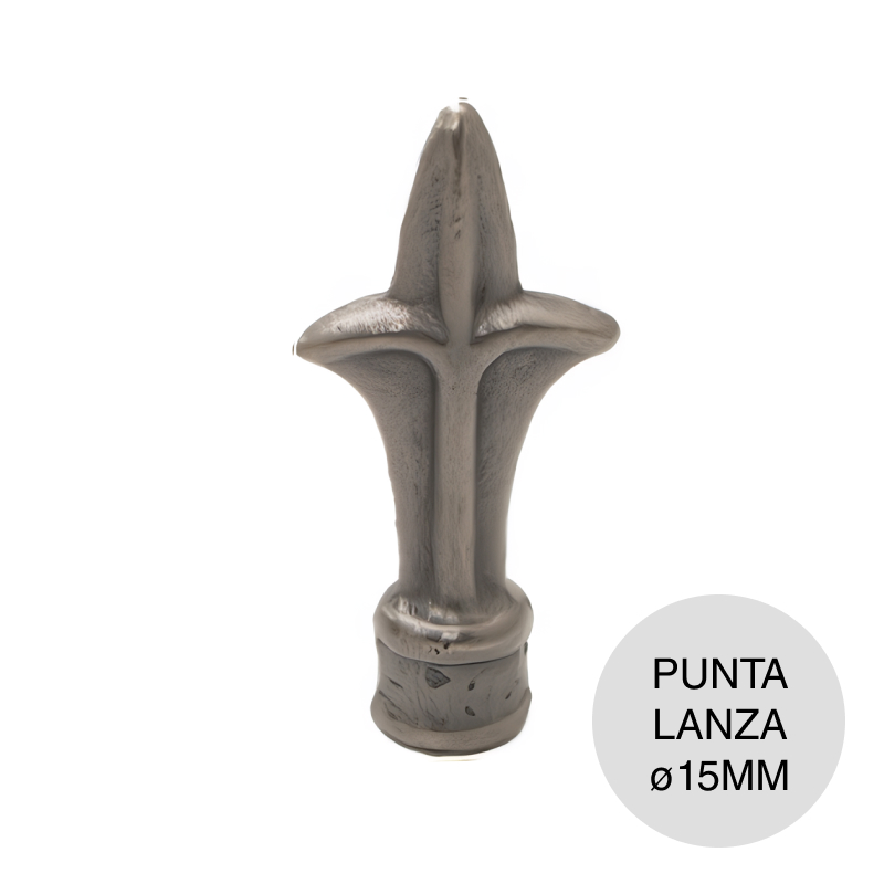 Punta lanza noyo redondo ø 15mm fundicion 55mm x 110mm