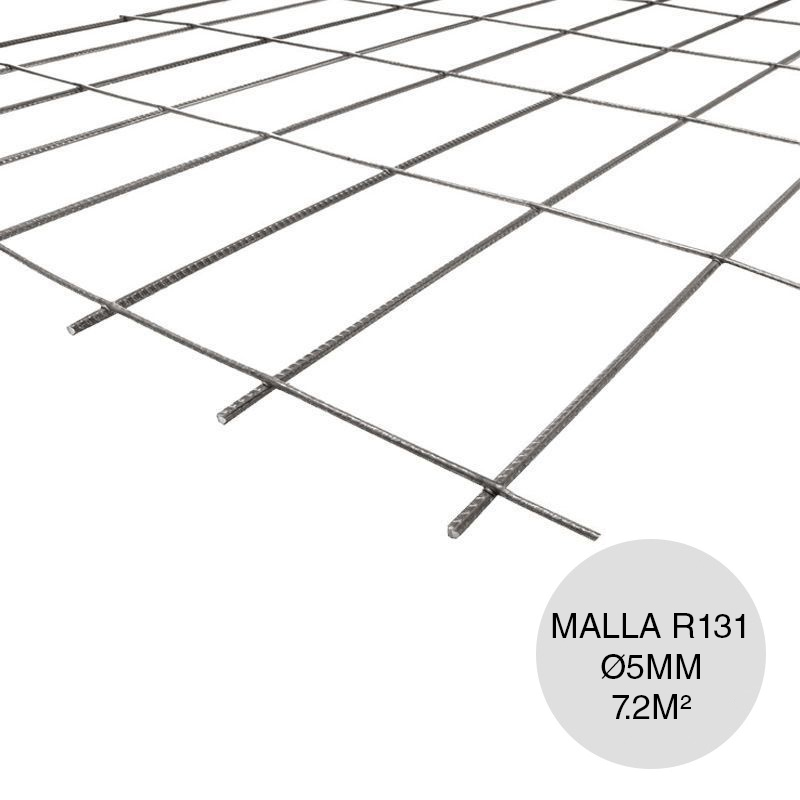 Malla acero R131 mini ø 5mm armadura resistente separacion 150mm x 250mm medidas 2.4m x 3m x 7.2m²