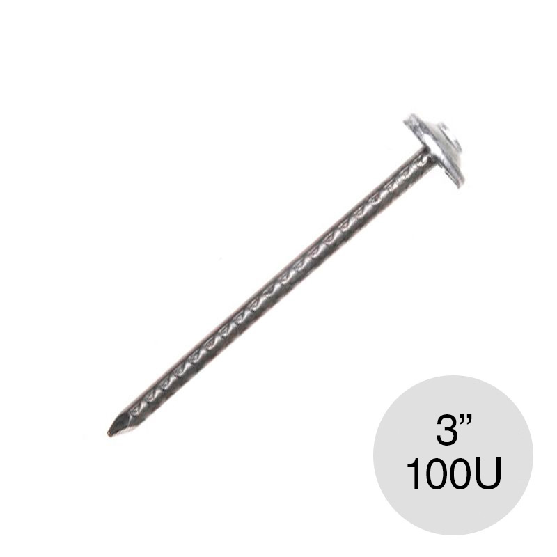 Clavo acero cabeza de plomo 3" bolsa x 100u