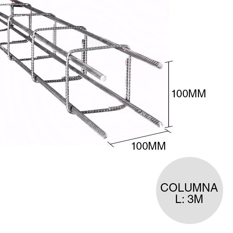 Estructura columna prearmada Armalogic hierro construccion 100mm x 100mm x 3m