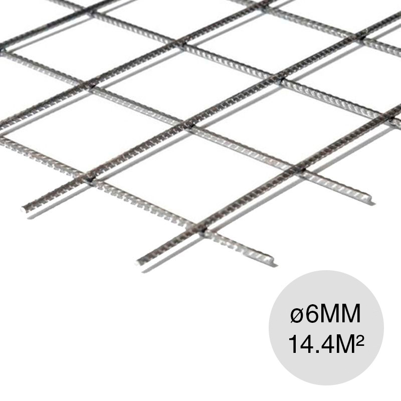 Malla acero electrosoldada Sima Q188 ø 6mm separacion 150mm x 150mm medidas 2.4m x 6m x 14.4m²