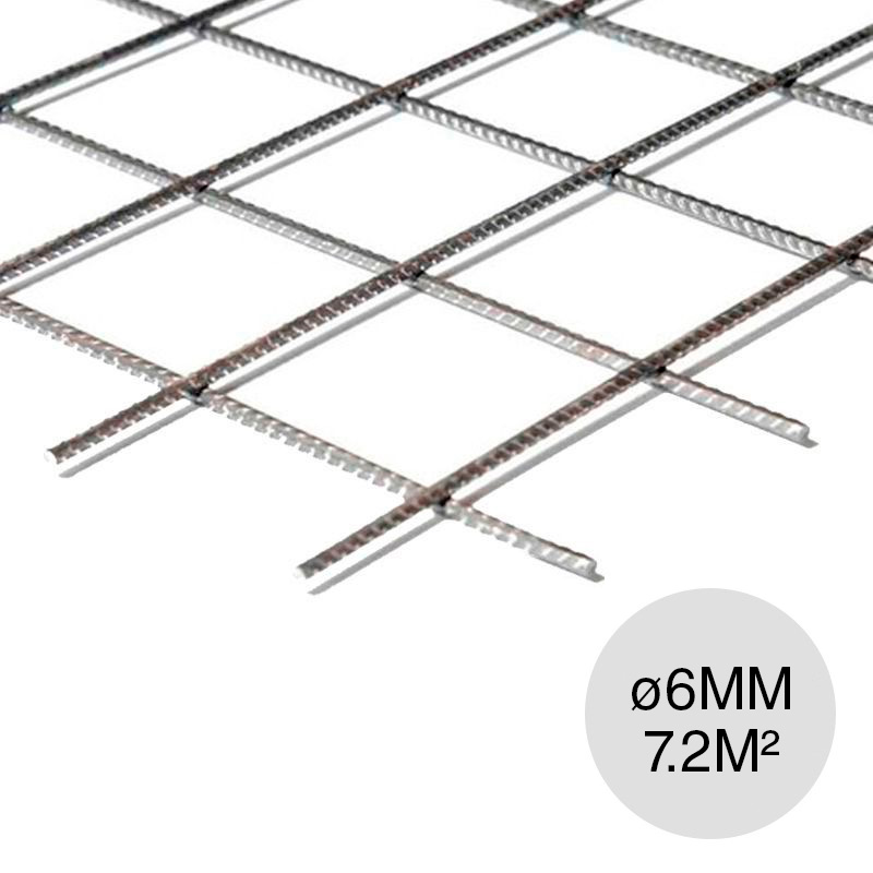 Malla acero electrosoldada Q188 maxi ø 6mm separacion 150mm x 150mm medidas 2.4m x 3m x 7.2m²