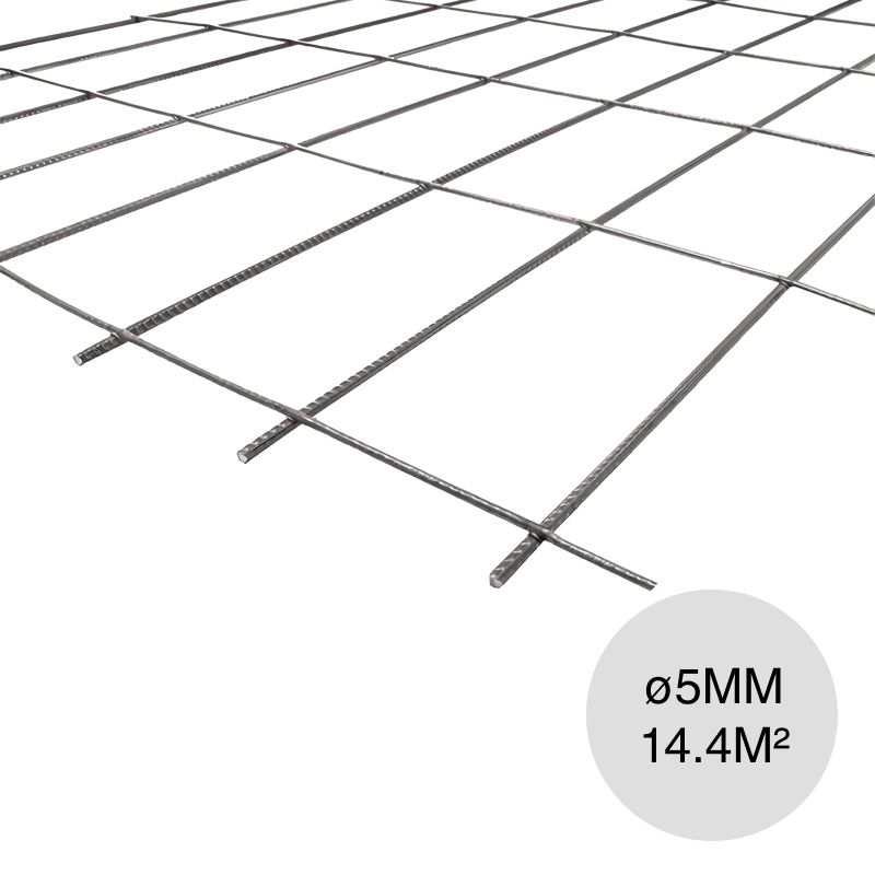 Malla acero electrosoldada R131 mini ø 5mm separacion 150mm x 250mm medidas 2.4m x 6m x 14.4m²