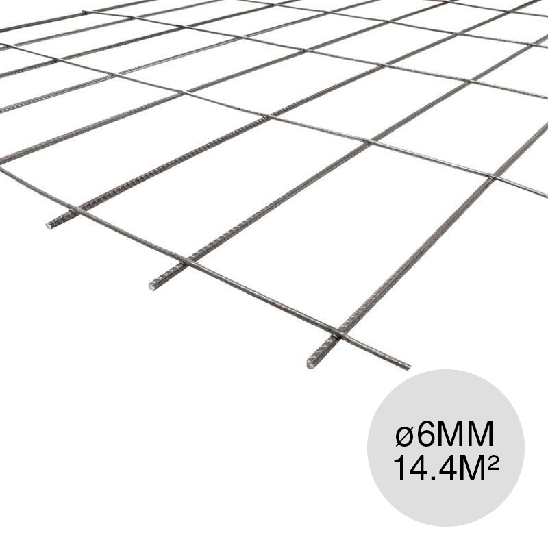Malla acero electrosoldada Sima R188 ø 6mm separacion 150mm x 250mm medidas 2.4m x 6m x 14.4m²