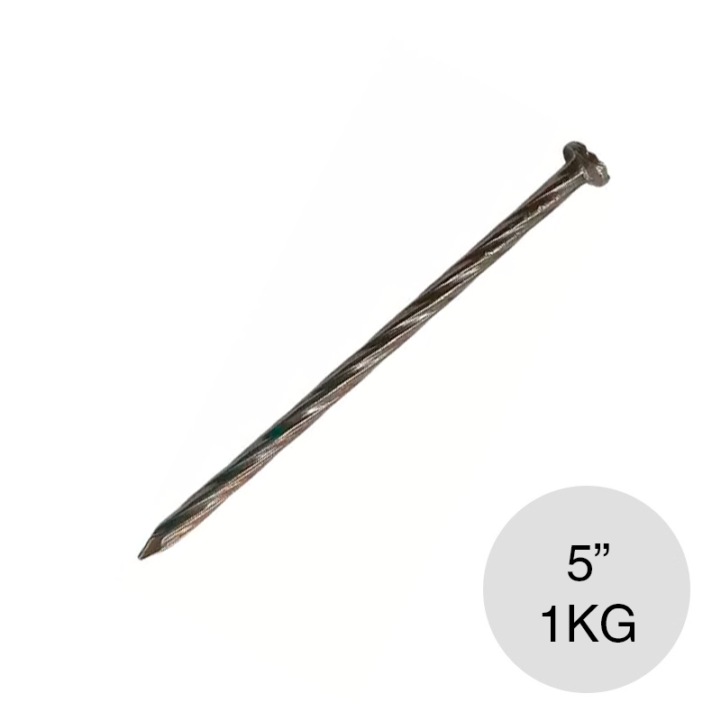 Clavo acero punta paris espiralado 5" bolsa x 1kg