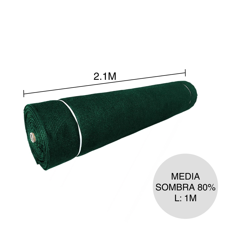 Media sombra ferretera 80% polietileno verde rollo 2.1m x ml