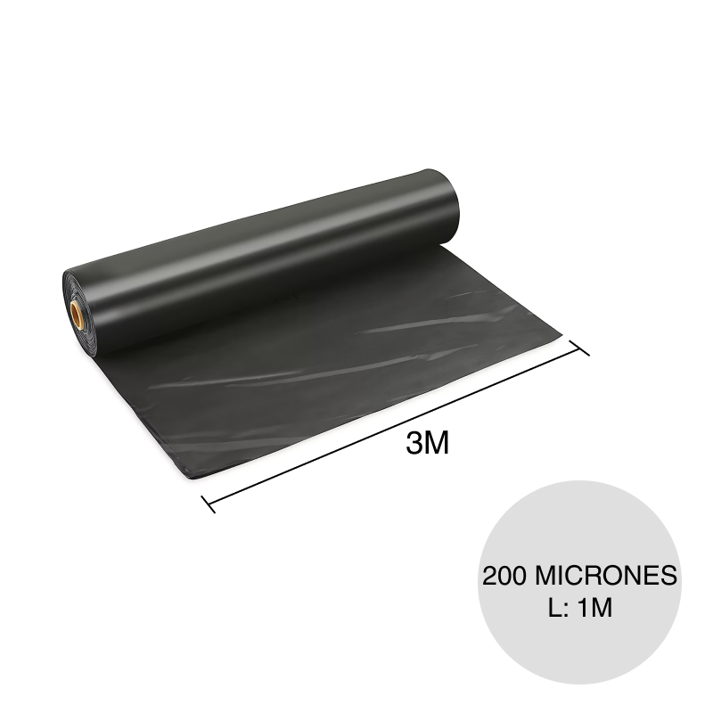 Nylon impermeabilizante polietileno 200 micrones negro 3m x ml