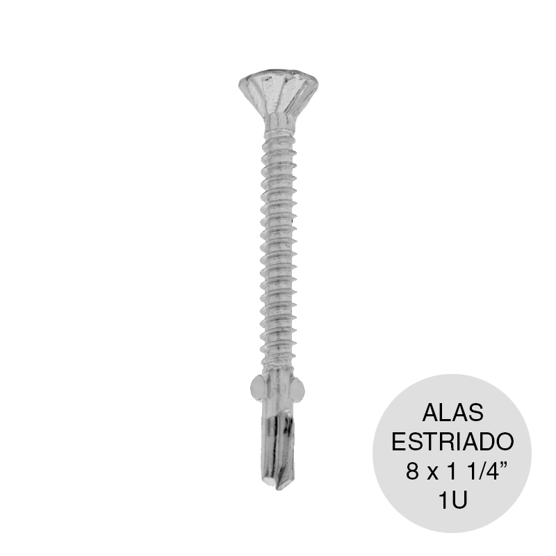 Tornillo autoperforante Tel-Alas estriado 8 x 1 1/4
