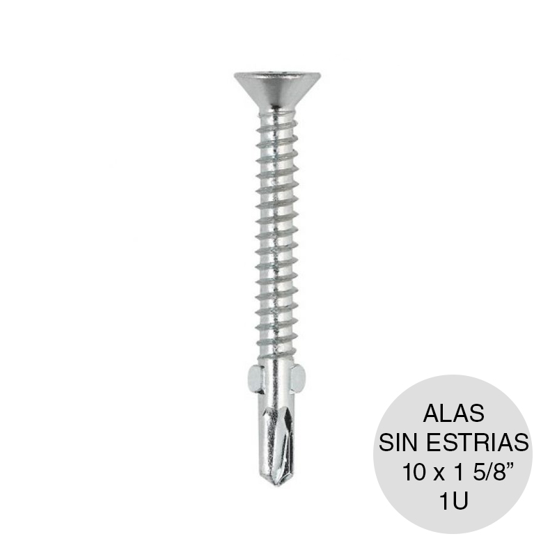 Tornillo autoperforante con alas sin estrias 10 x 1 5/8"