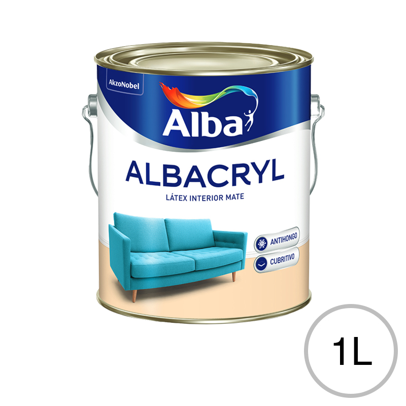 Pintura latex acrilico Albacryl interior blanco mate lata x 1l