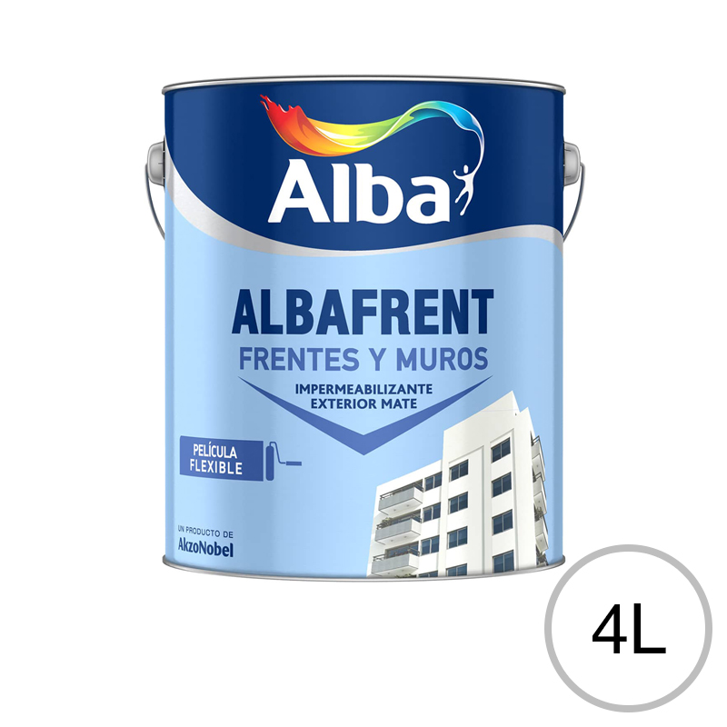 Impermeabilizante acrilico Albafrent Frentes y Muros exterior blanco mate lata x 4l
