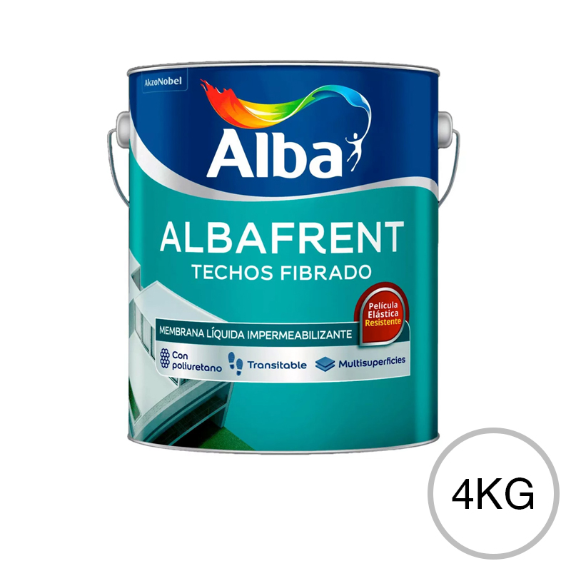 Impermeabilizante acrilico Albafrent Techos Fibrado exterior blanco satinado lata x 4kg