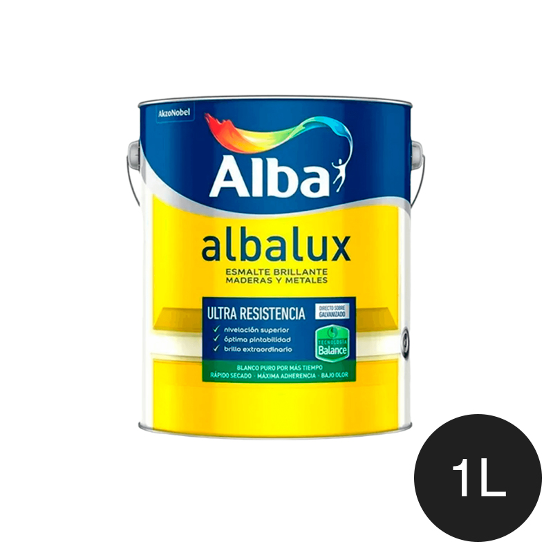 Esmalte acrilico Albalux Balance exterior interior negro brillante lata x 1l