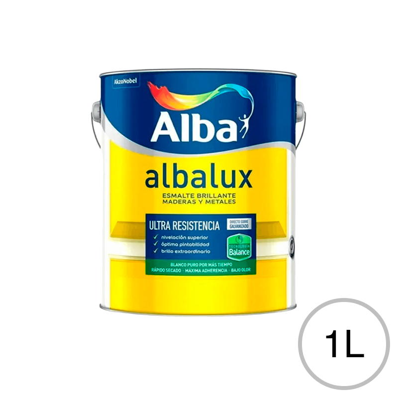 Esmalte acrilico Albalux Balance exterior interior blanco brillante lata x 1l