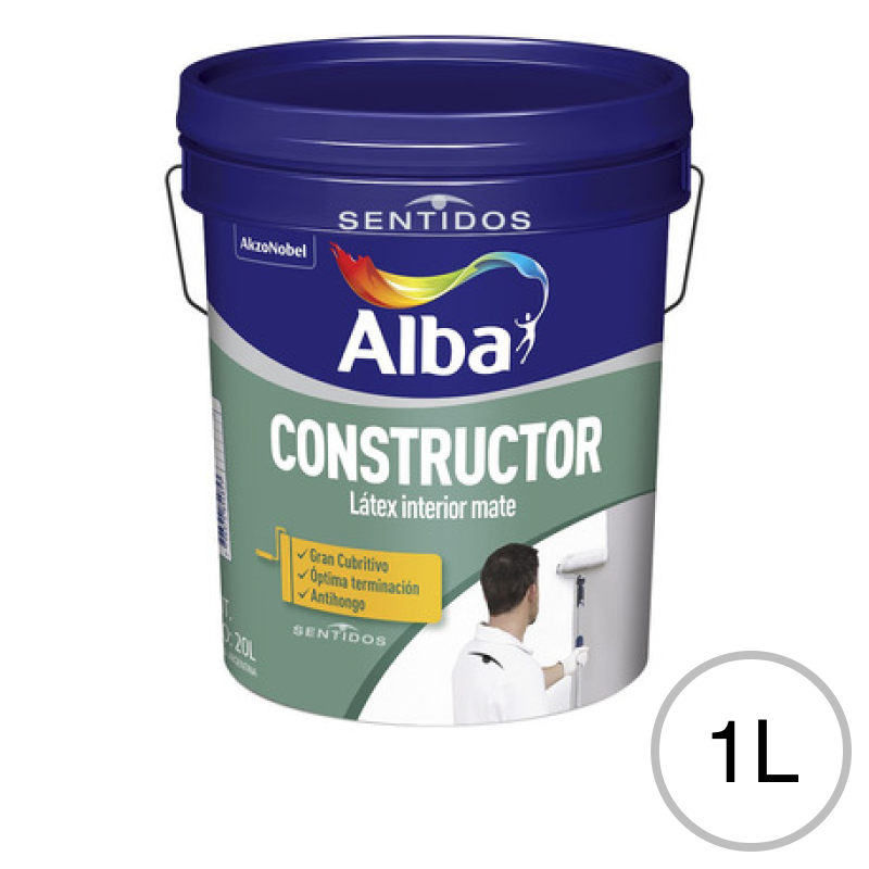 Pintura latex acrilica Constructor interior blanco mate balde x 1l