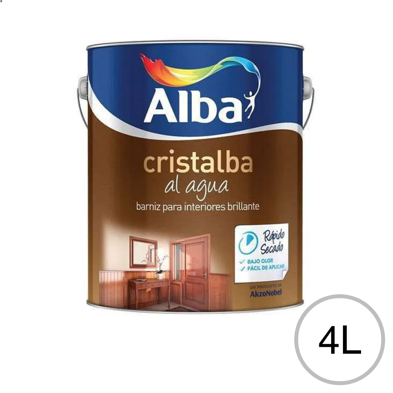 Barniz al agua Cristalba interior incoloro brillante lata x 4l