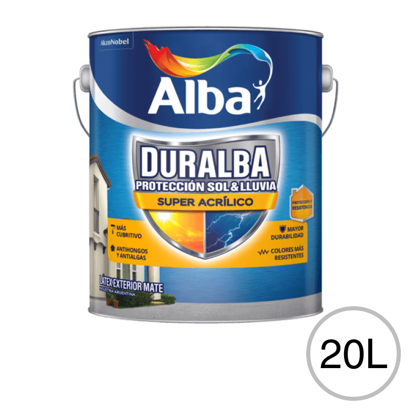 Pintura latex acrilica Duralba Super Acrilico exterior blanco mate lata x 20l