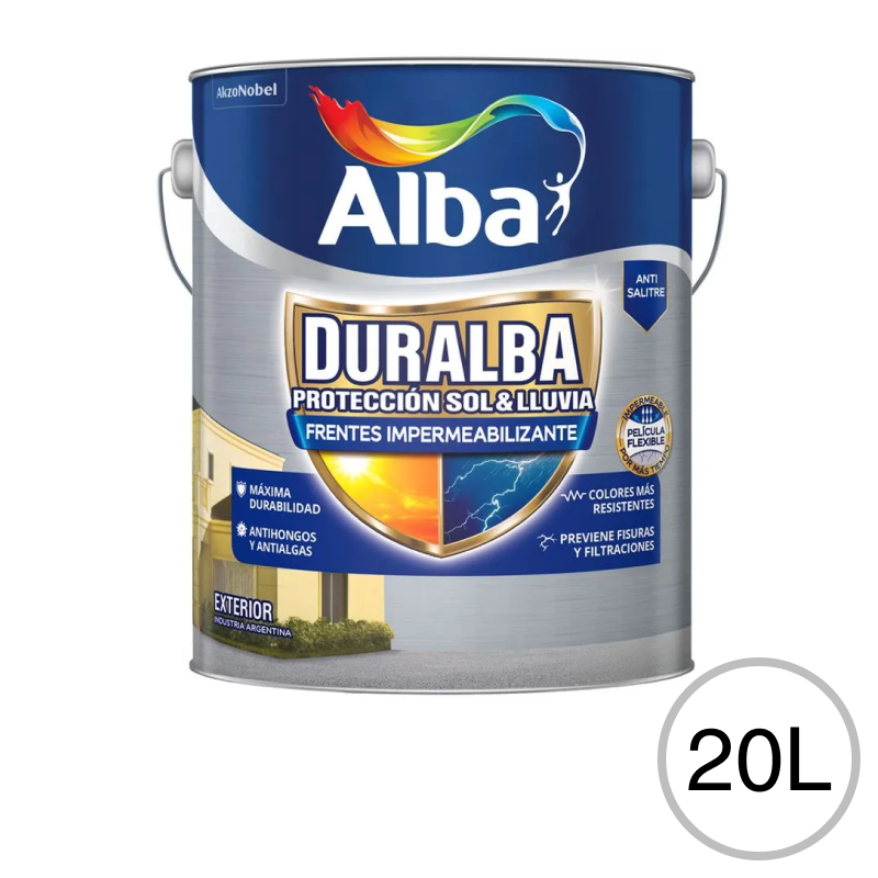 Impermeabilizante acrilico Duralba Frentes exterior blanco mate lata x 20l