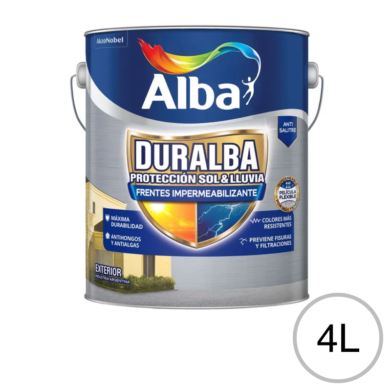 Impermeabilizante acrilico Duralba Frentes exterior blanco mate lata x 4l