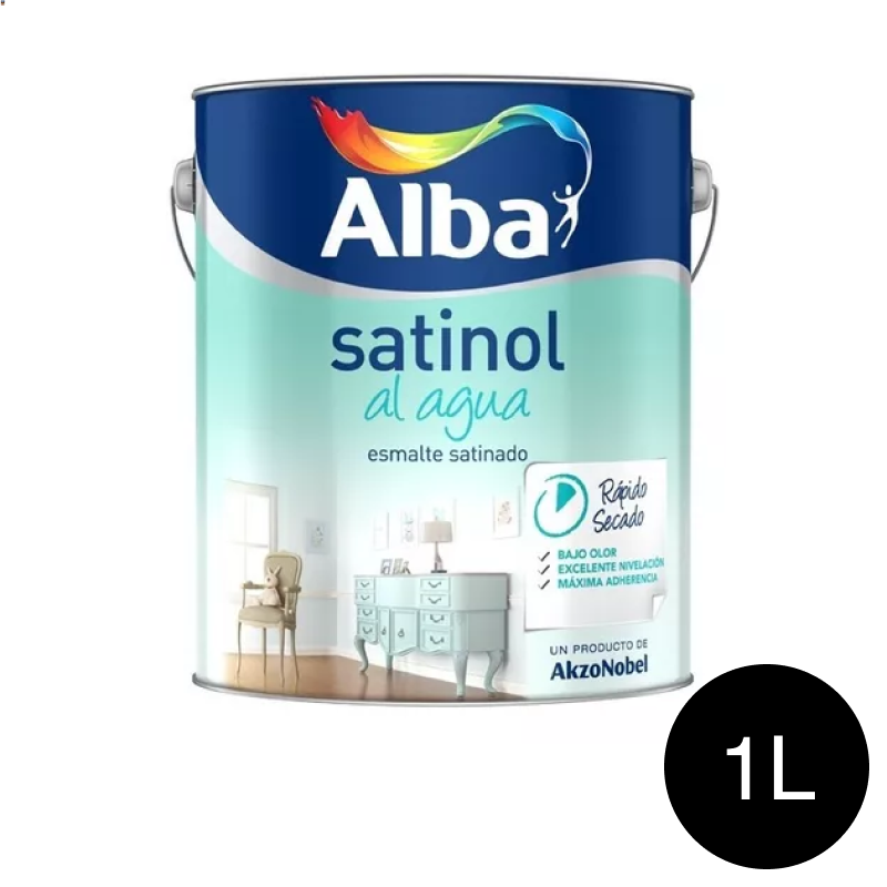 Esmalte acrilico al agua Satinol Balance exterior interior negro satinado lata x 1l 
