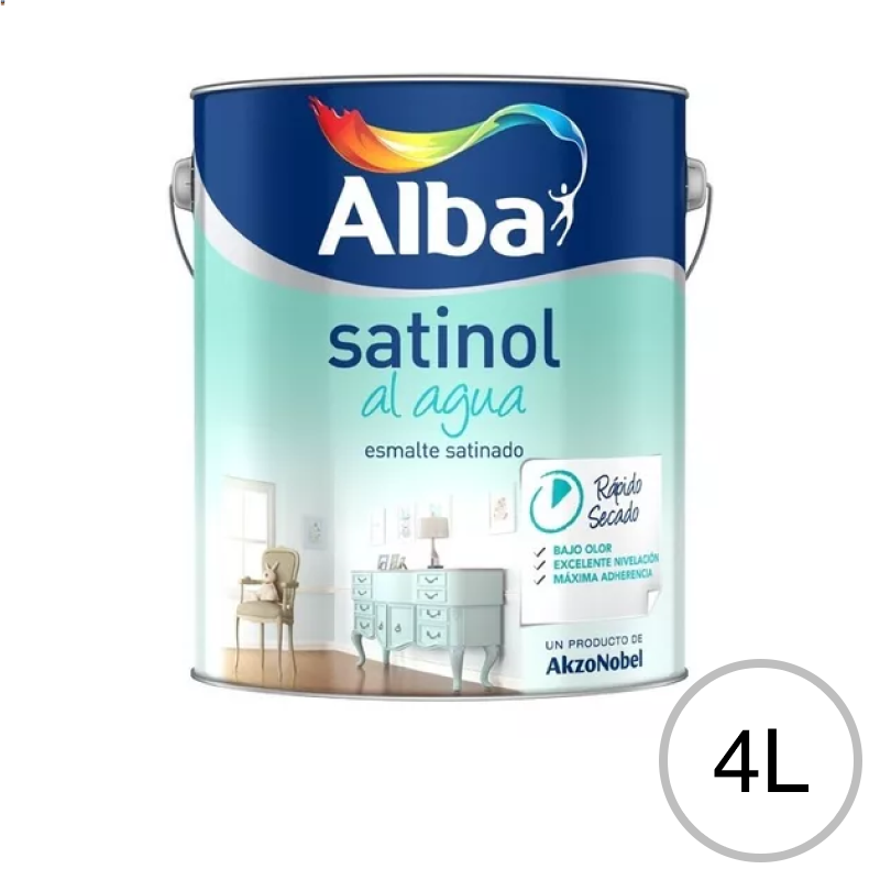 Esmalte acrilico al agua Satinol Balance exterior interior blanco satinado lata x 4l