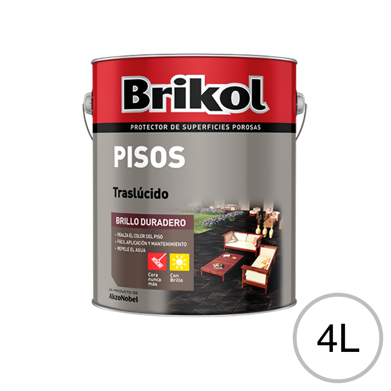 Impermeabilizante Brikol Pisos traslucido exterior interior incoloro brillante lata x 4L