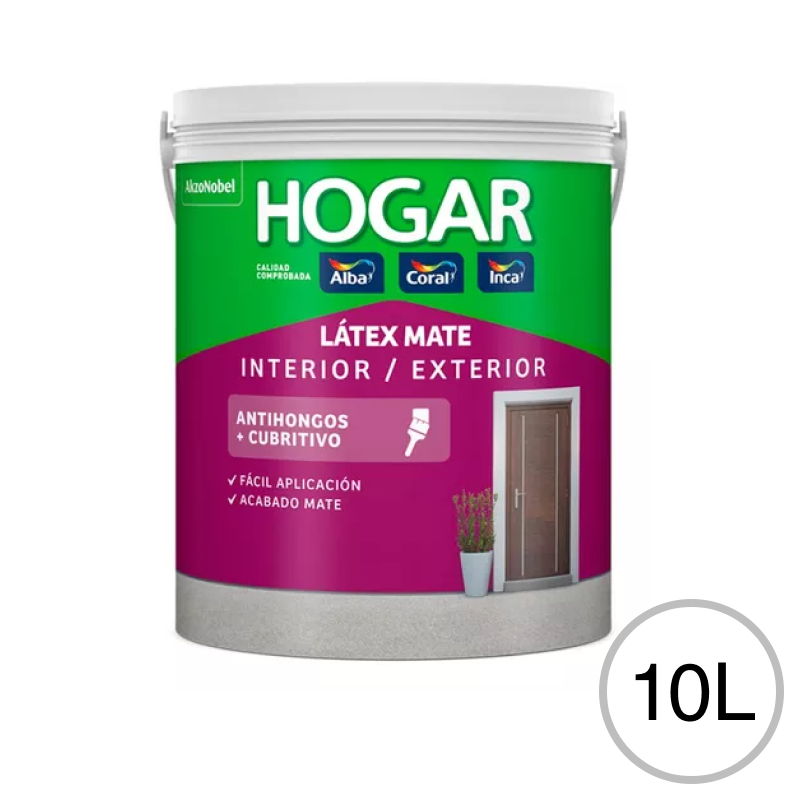 Pintura latex acrilica Hogar exterior interior blanco mate balde x 10l