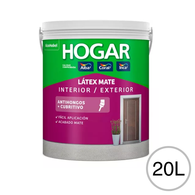 Pintura latex acrilica Hogar exterior interior blanco mate balde x 20l