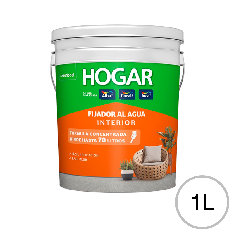 Fijador sellador concentrado al agua Hogar interior incoloro traslucido balde x 1l