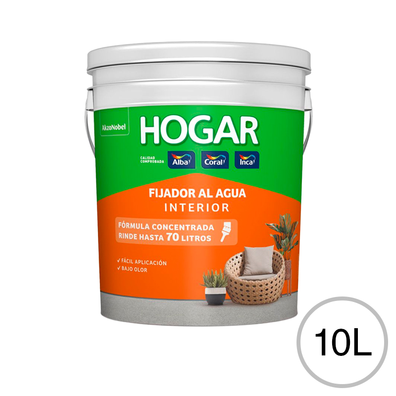 Fijador sellador concentrado al agua Hogar interior incoloro traslucido balde x 10l