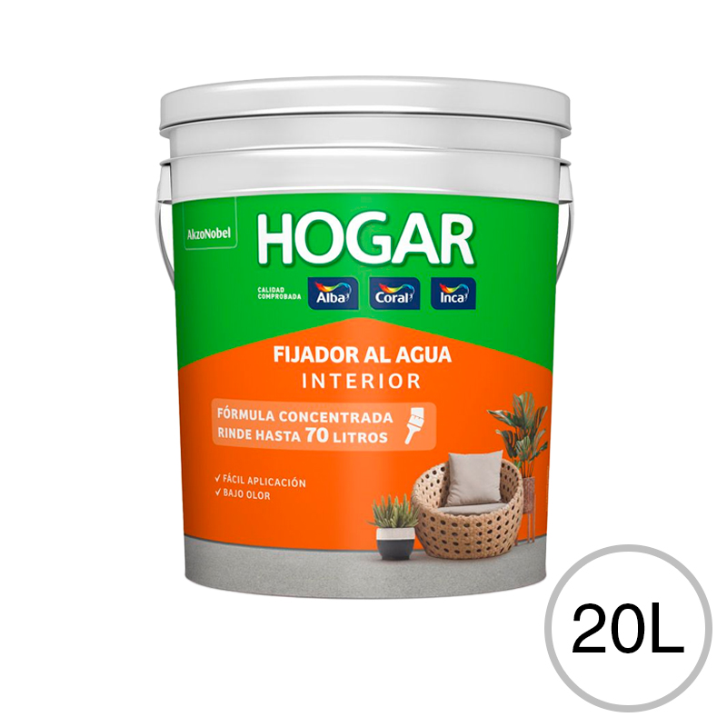Fijador sellador concentrado al agua Hogar interior incoloro traslucido balde x 20l