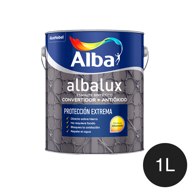 Esmalte sintetico convertidor antioxido Albalux Forja exterior interior negro brillante lata x 1l