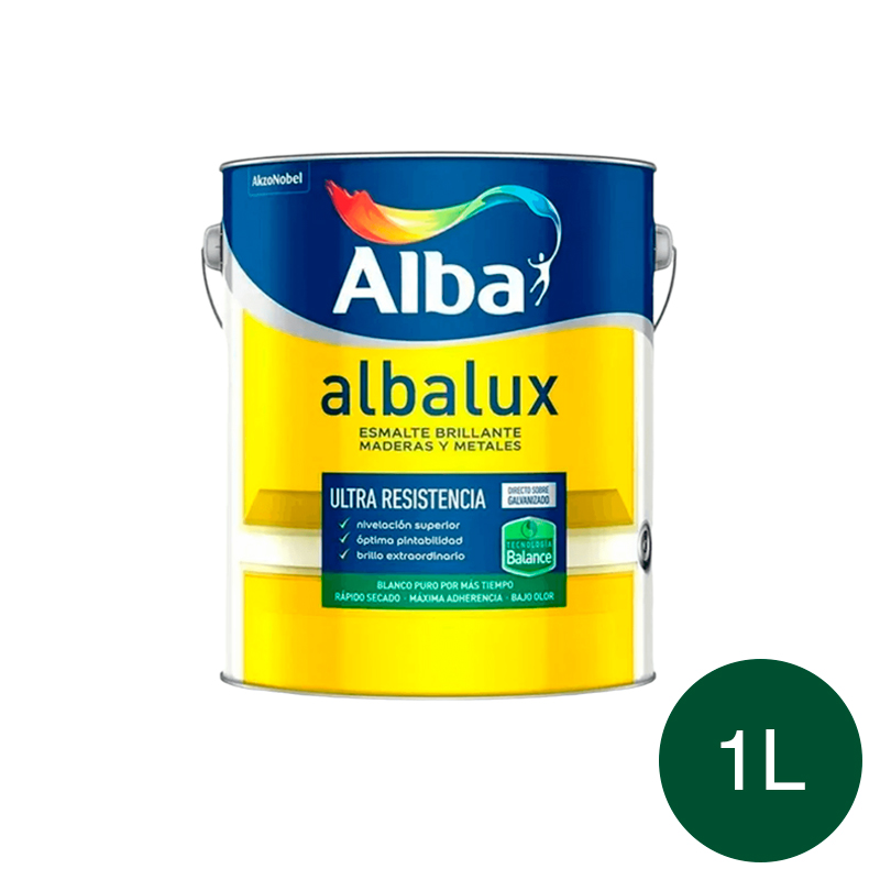 Esmalte acrilico Albalux Balance exterior interior verde ingles brillante lata x 1l