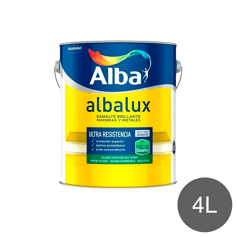 Esmalte acrilico Albalux Balance exterior interior gris brillante lata x 4l