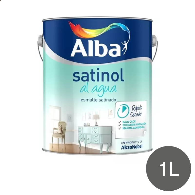 Esmalte acrilico al agua Satinol Balance exterior interior gris satinado lata x 1l