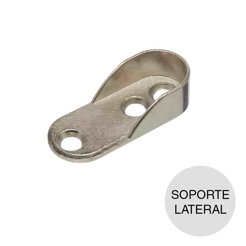 Soporte lateral p/caño oval zamak cromado