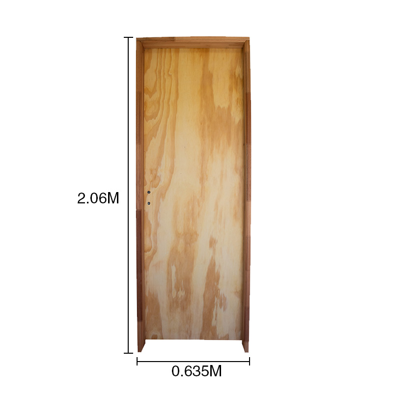 Puerta interior izquierda 60 placas pino marco euca 6" d/contacto 635mm x 2.06m