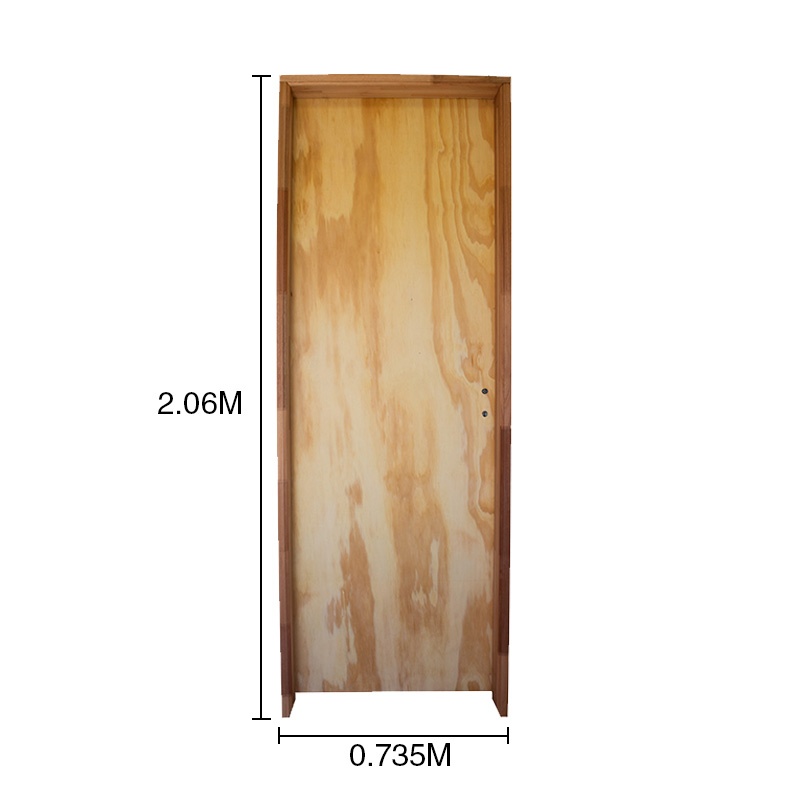Puerta interior derecha 70 placas pino marco euca 4" d/contacto 735mm x 2.06m