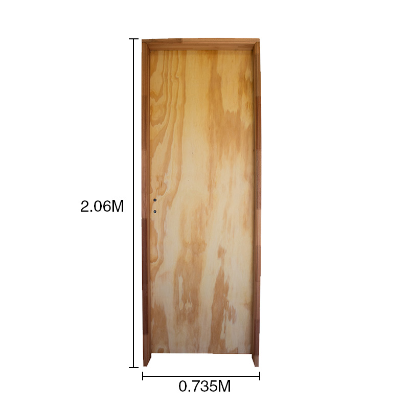 Puerta interior izquierda 70 placas pino marco euca 6" d/contacto 735mm x 2.06m